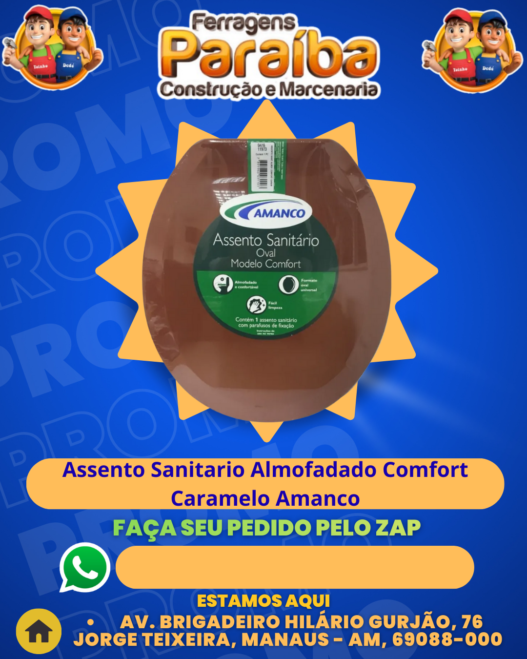 Assento Sanitario Almofadado Comfort Caramelo Amanco 1