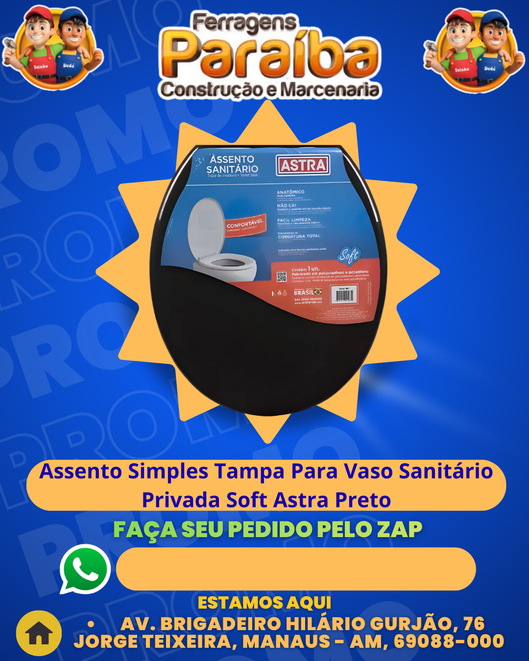 Assento Simples Tampa Para Vaso Sanitаrio Privada Soft Astra Preto 1