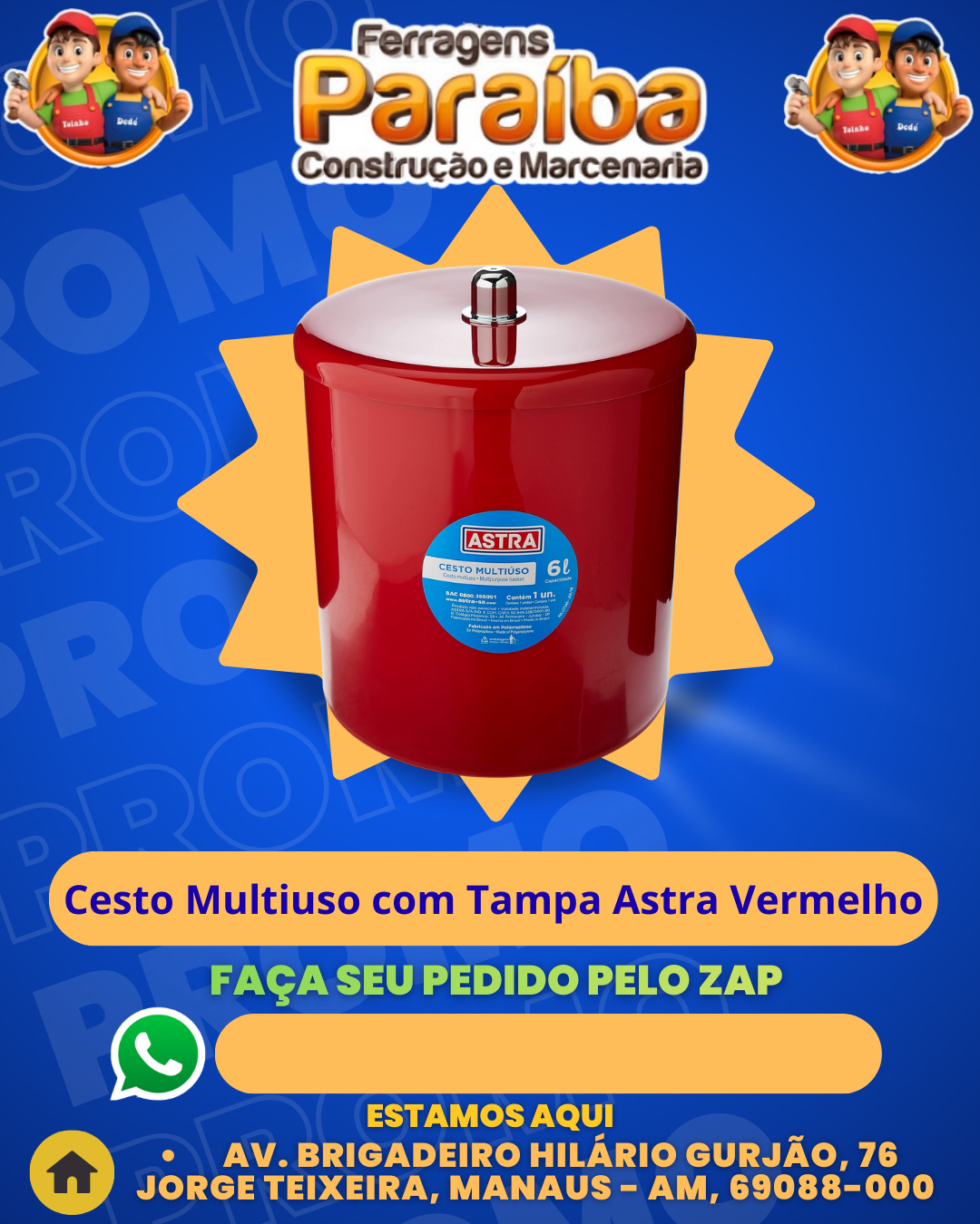 Cesto Multiuso com Tampa Astra Vermelho 1