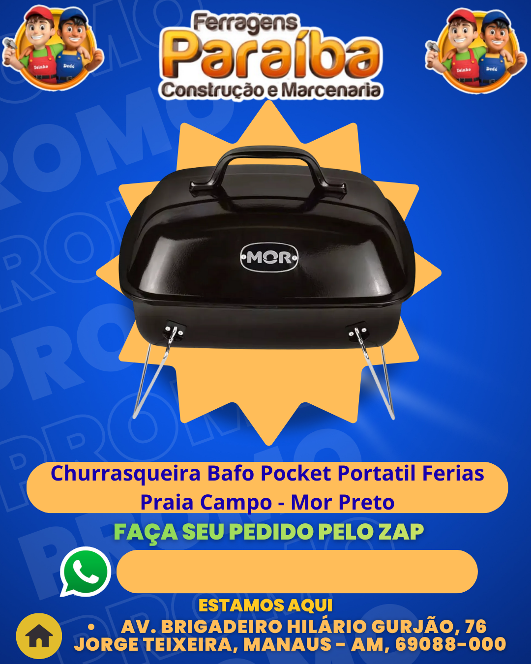 Churrasqueira Bafo Pocket Portatil Ferias Praia Campo - Mor Preto 1