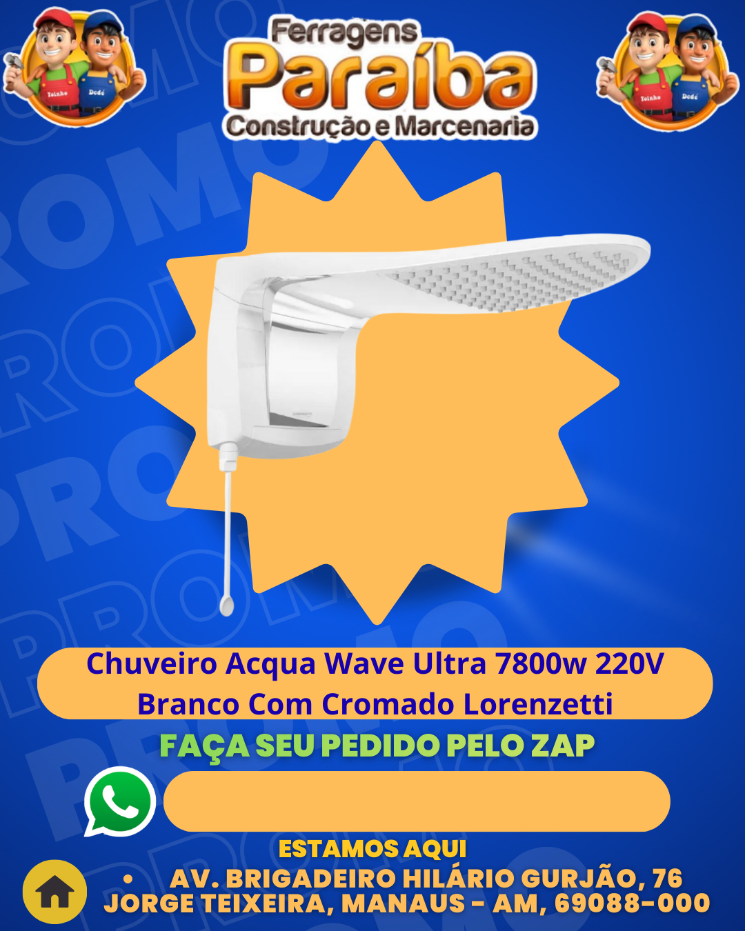 Chuveiro Acqua Wave Ultra 7800w 220V Branco Com Cromado Lorenzetti 1