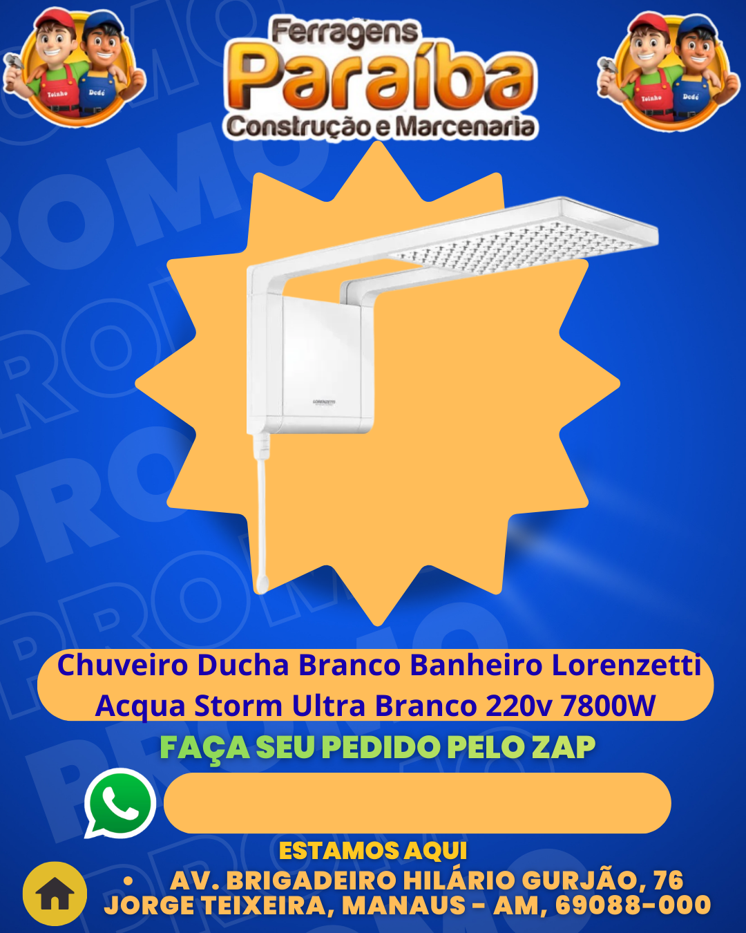 Chuveiro Ducha Branco Banheiro Lorenzetti Acqua Storm Ultra Branco 220v 7800W 1