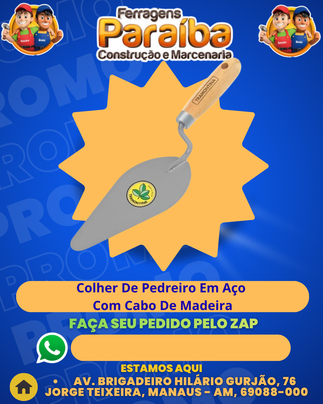 Colher De Pedreiro Em AЗo Com Cabo De Madeira 1