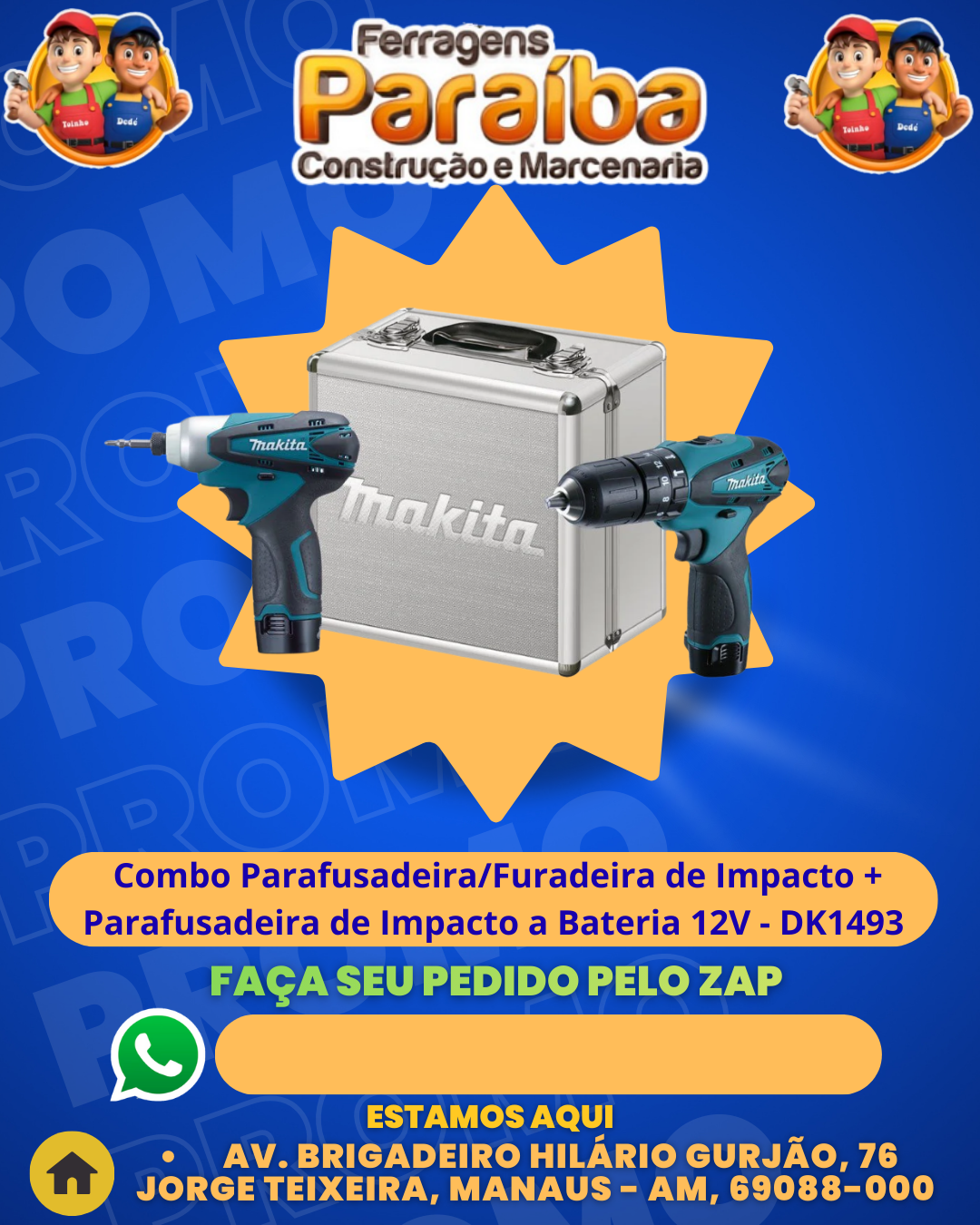 Combo ParafusadeiraFuradeira de Impacto + Parafusadeira de Impacto a Bateria 12V - DK1493 - Makita 1