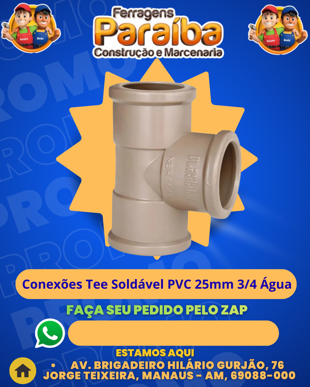 Conexфes Tee Soldаvel PVC 25mm 34 ╡gua 1