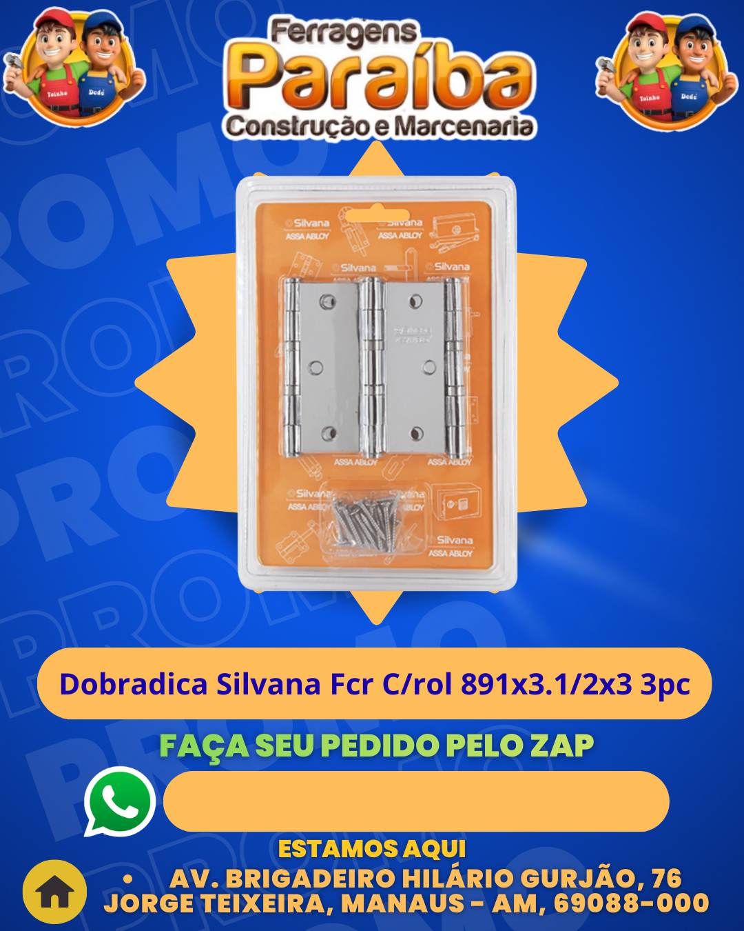 Dobradica Silvana Fcr Crol 891x3.12x3 3pc 1