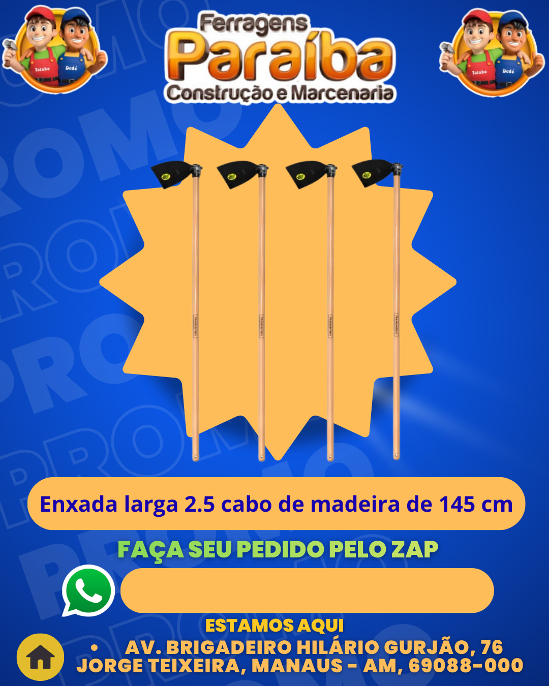 Enxada larga 2.5 cabo de madeira de 145 cm 1