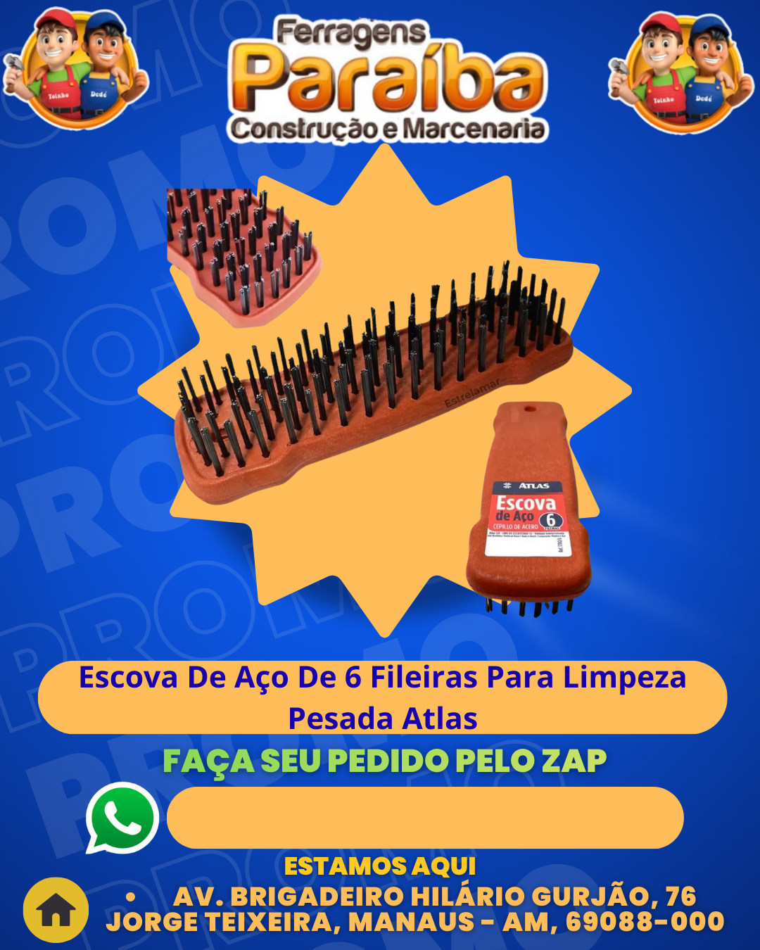 Escova De AЗo De 6 Fileiras Para Limpeza Pesada Atlas 1