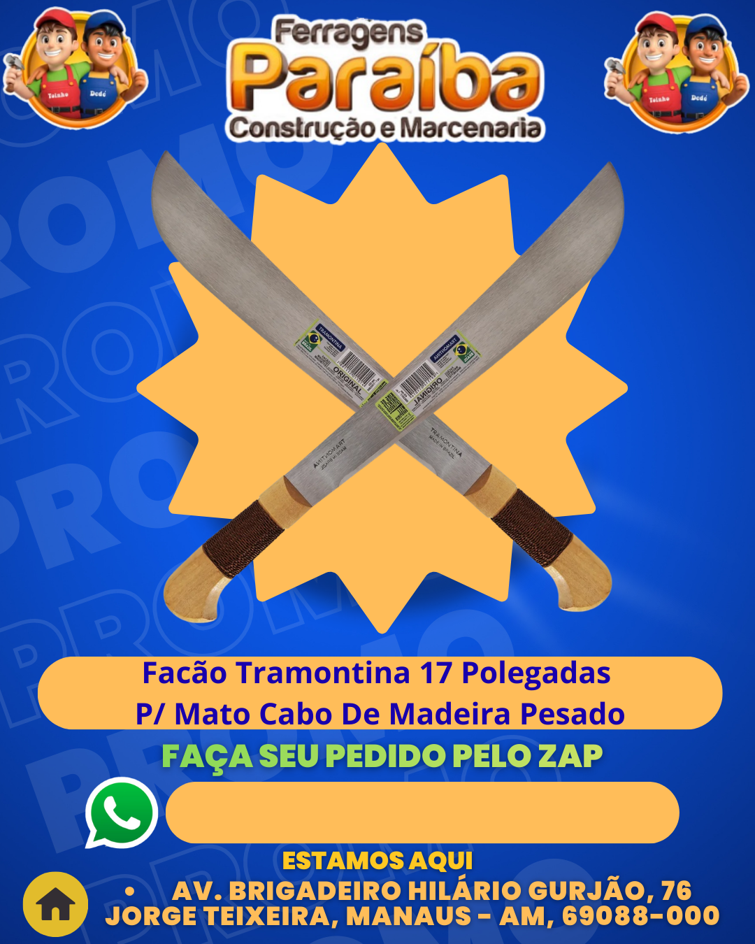 Fac╞o Tramontina 17 Polegadas P Mato Cabo De Madeira Pesado 1