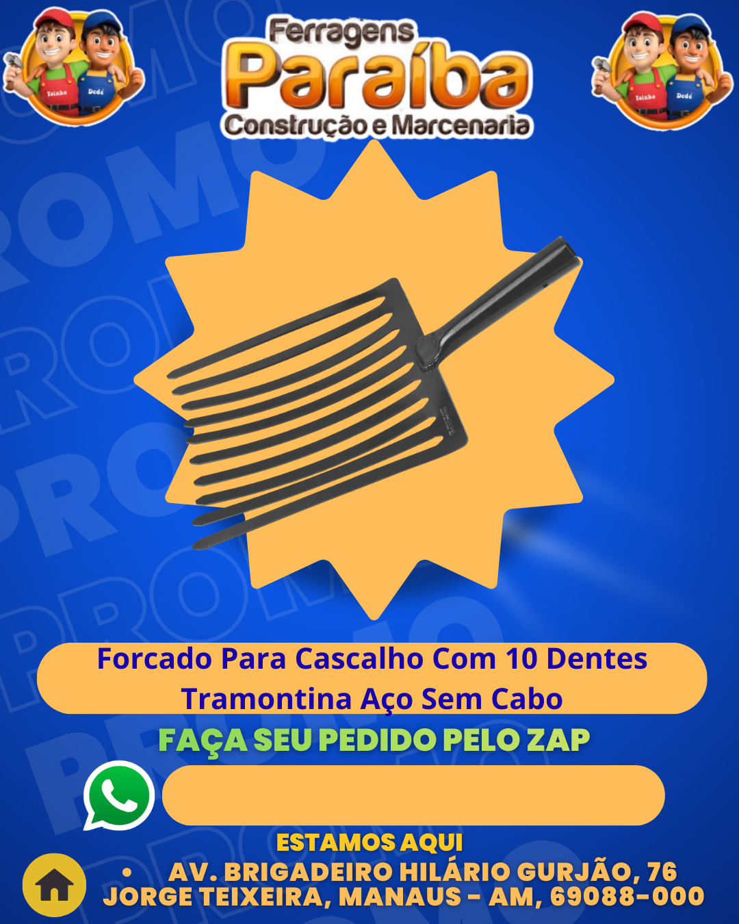 Forcado Para Cascalho Com 10 Dentes Tramontina AЗo Sem Cabo 1