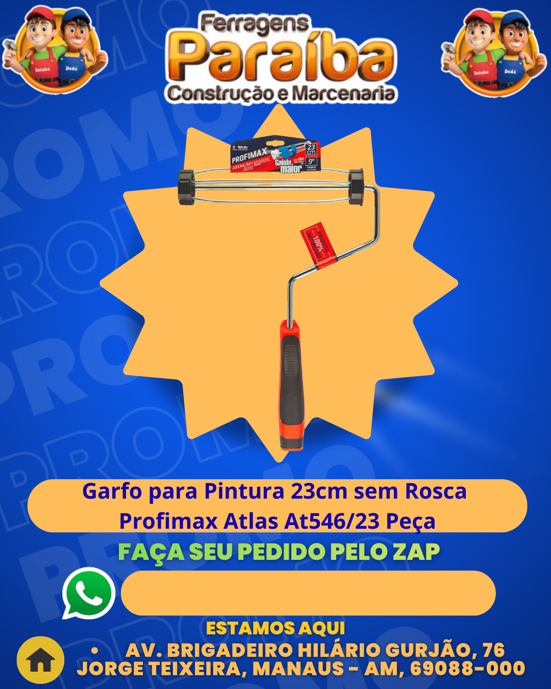 Garfo para Pintura 23cm sem Rosca Profimax Atlas At54623 PeЗa 1