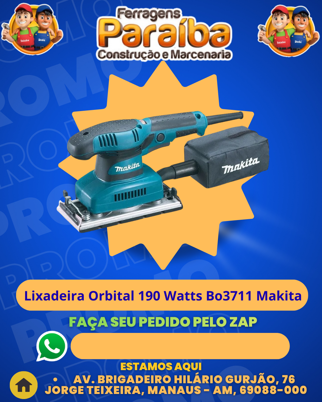 Lixadeira Orbital 190 Watts Bo3711 Makita 1