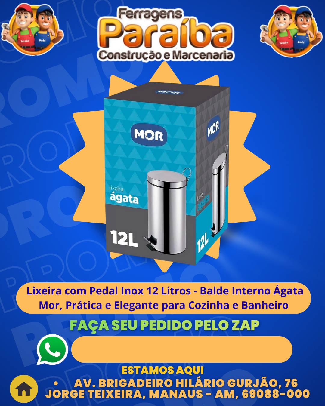 Lixeira com Pedal Inox 12 Litros - Balde Interno ╡gata Mor, Prаtica e Elegante para Cozinha e Banheiro 1