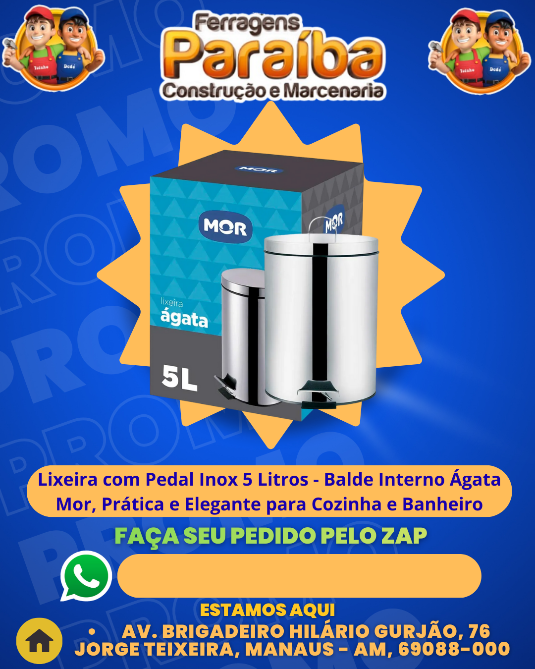 Lixeira com Pedal Inox 5 Litros - Balde Interno ╡gata Mor, Prаtica e Elegante para Cozinha e Banheiro 1