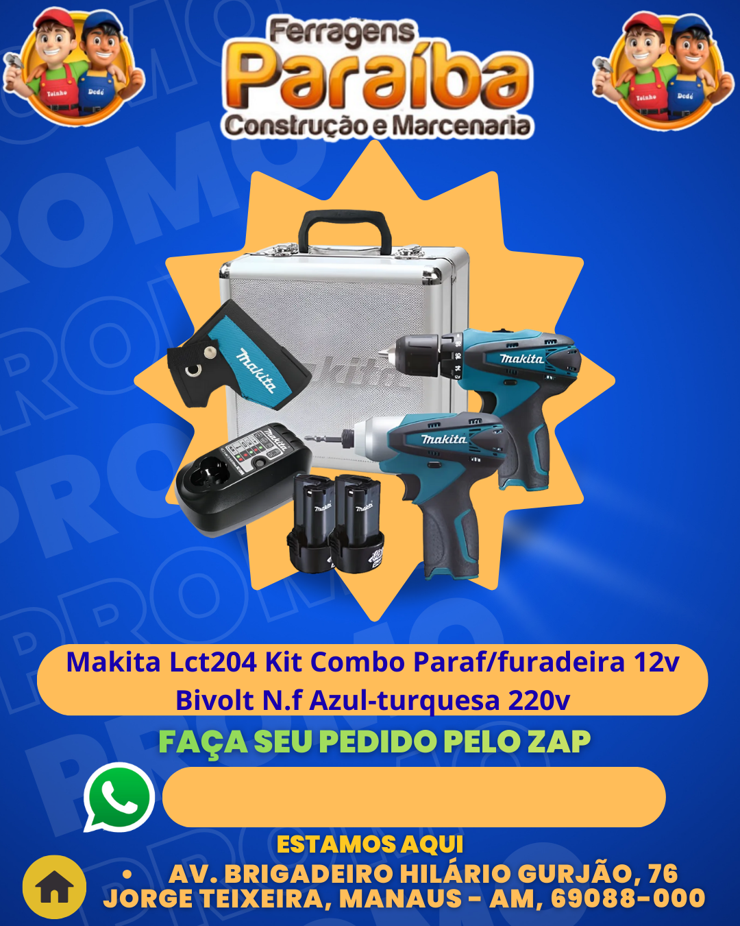 Makita Lct204 Kit Combo Paraffuradeira 12v Bivolt N.f Azul-turquesa 220v 1