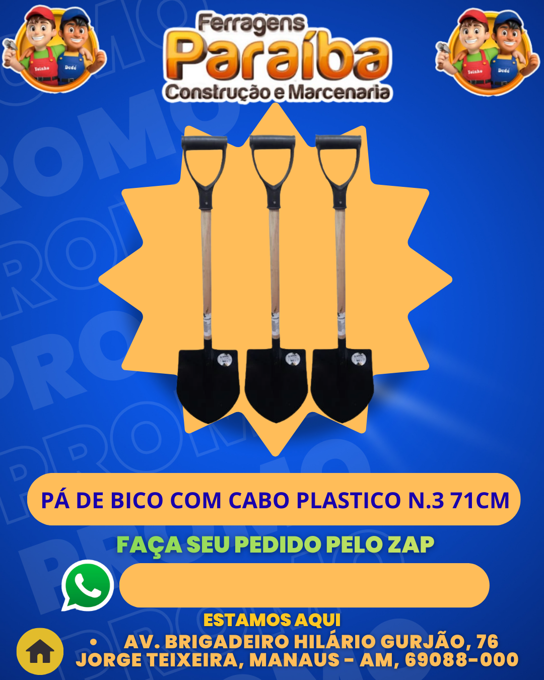 P╡ DE BICO COM CABO PLASTICO N.3 71CM  1