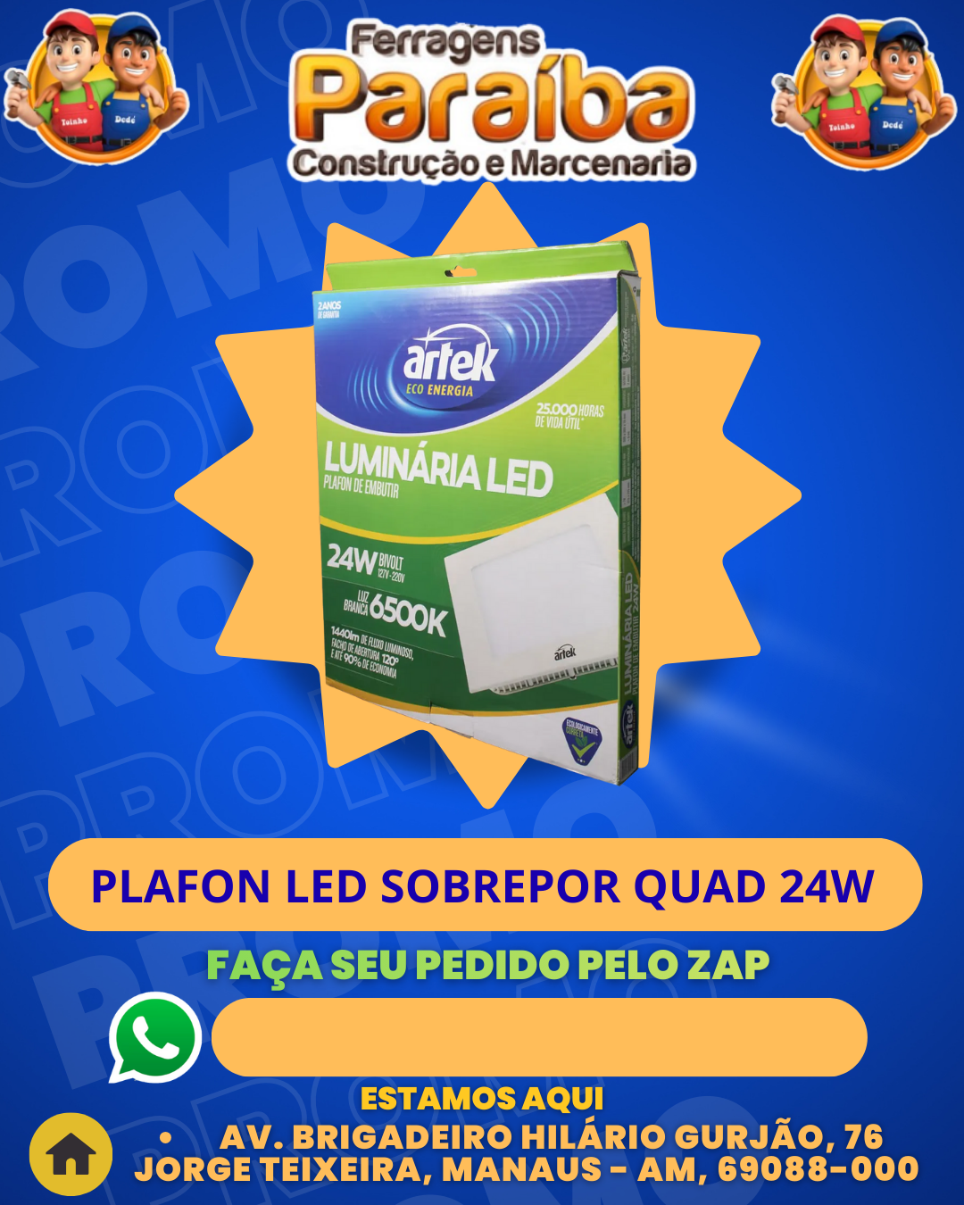 PLAFON LED SOBREPOR QUAD 24W 1
