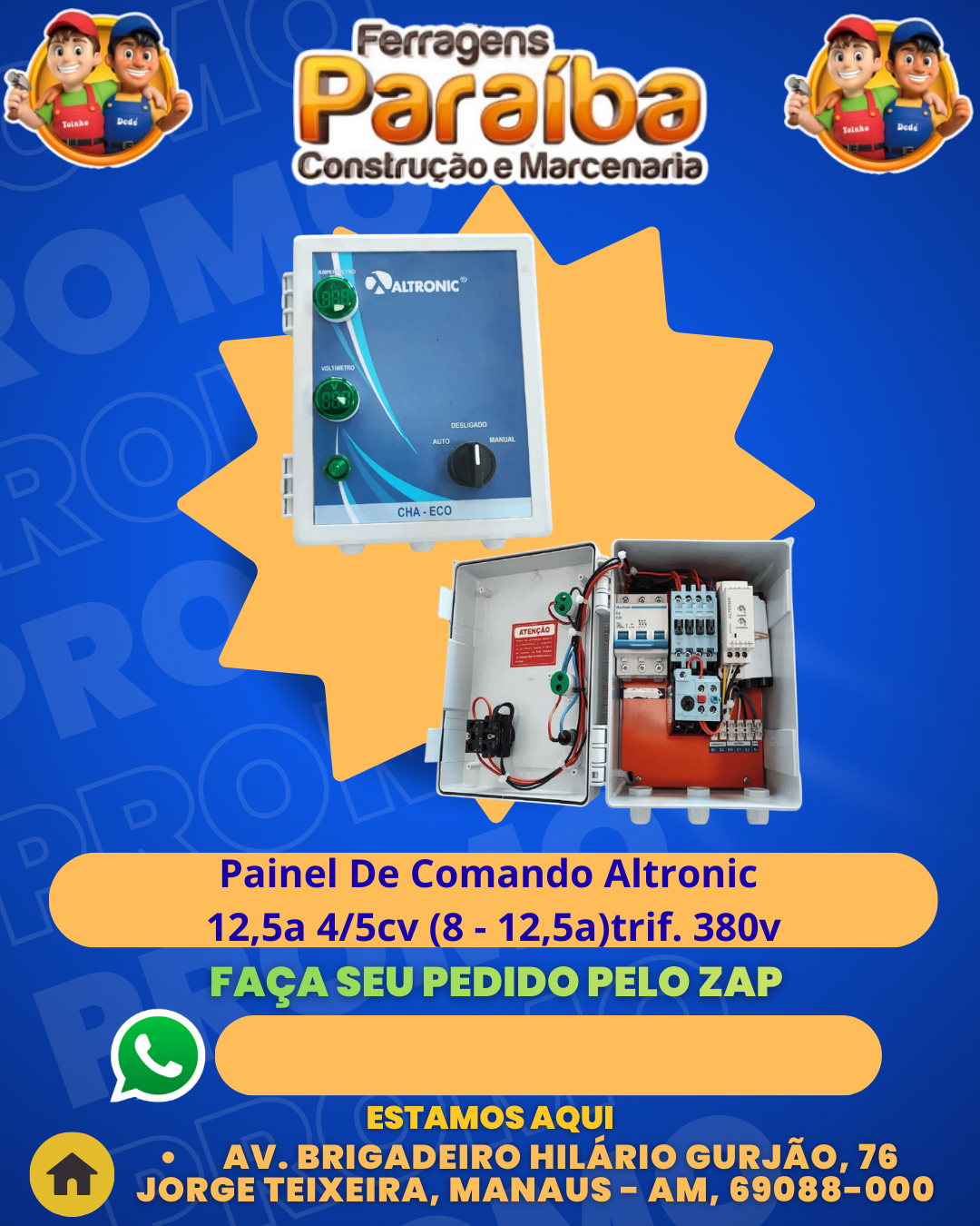 Painel De Comando Altronic 12,5a 45cv (8 - 12,5a)trif. 380v 1