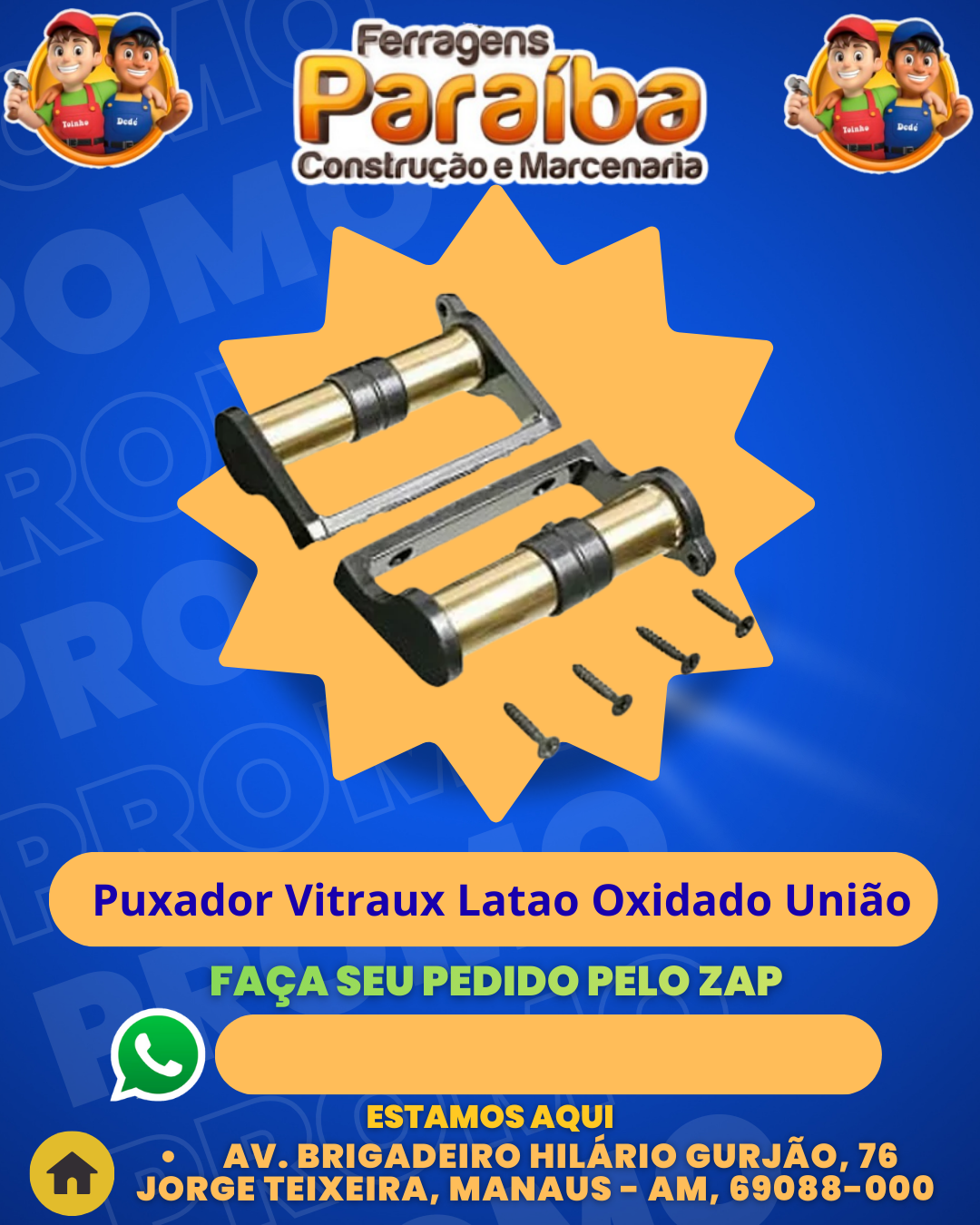 Puxador Vitraux Latao Oxidado Uni╞o 1