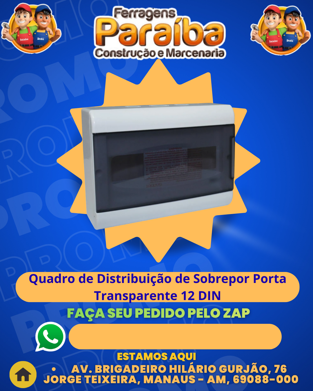 Quadro de DistribuiЗ╞o de Sobrepor Porta Transparente 12 DIN 1