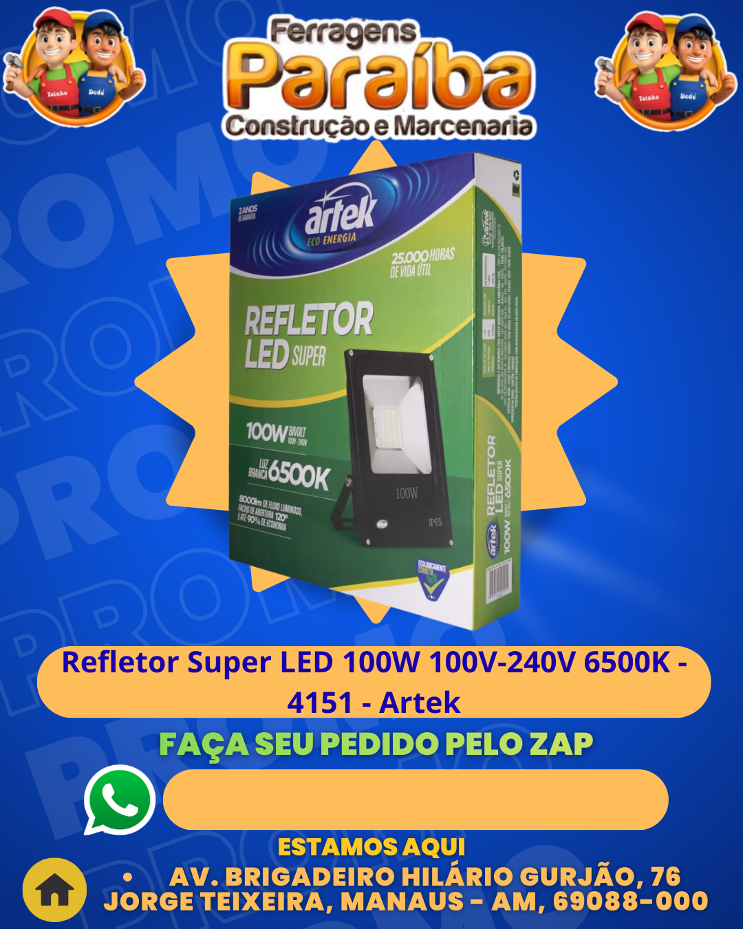 Refletor Super LED 100W 100V-240V 6500K - 4151 - Artek 1