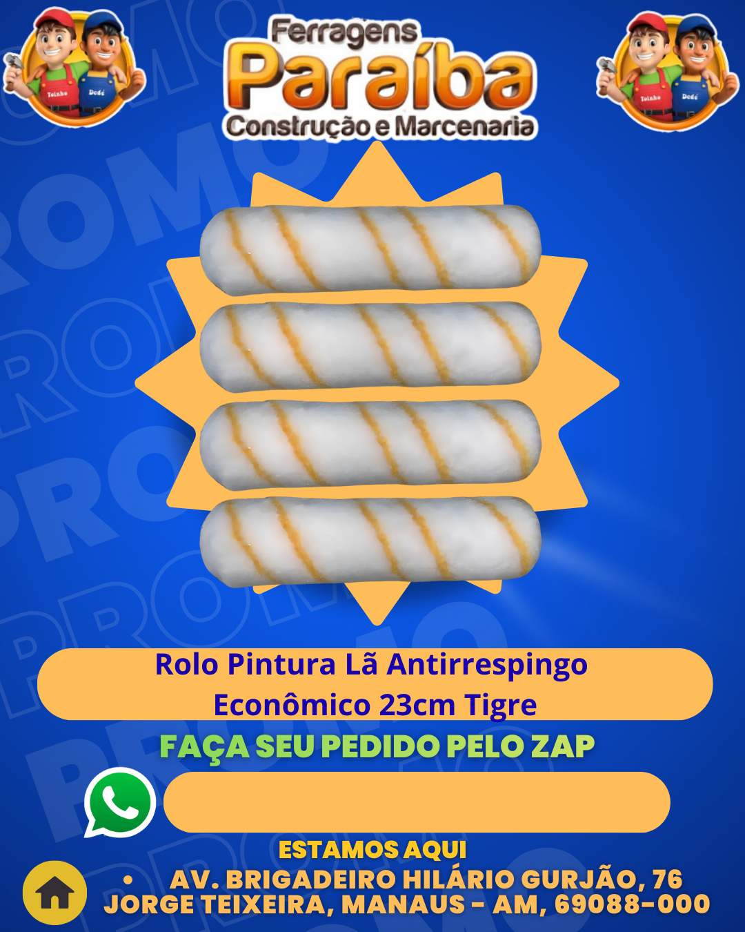 Rolo Pintura L╞ Antirrespingo EconУmico 23cm Tigre 1