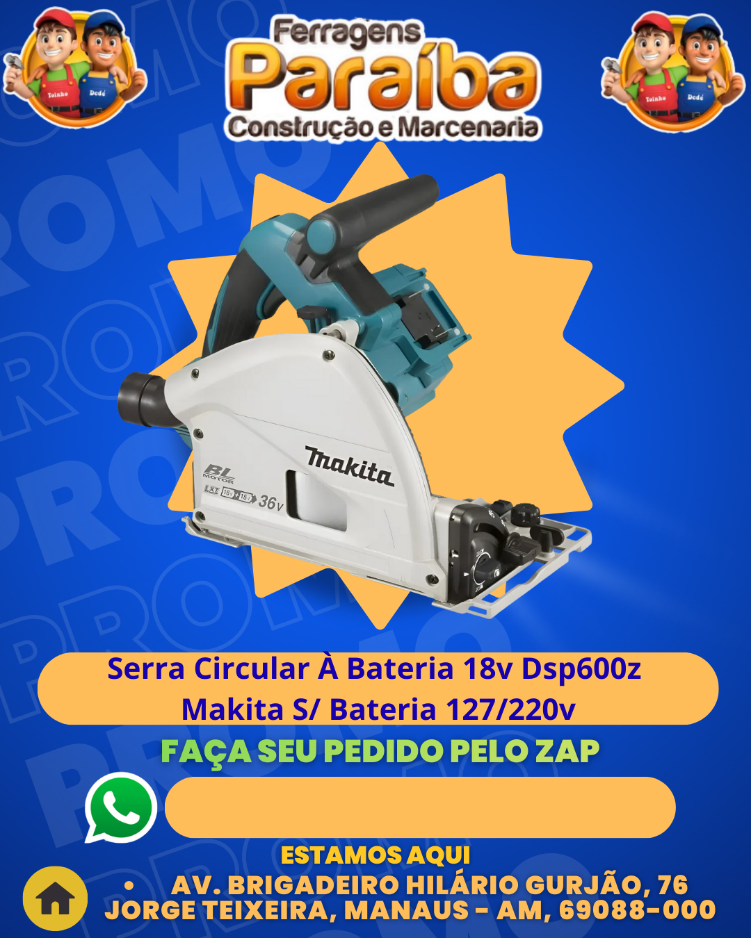 Serra Circular ╖ Bateria 18v Dsp600z Makita S Bateria 127220v 1