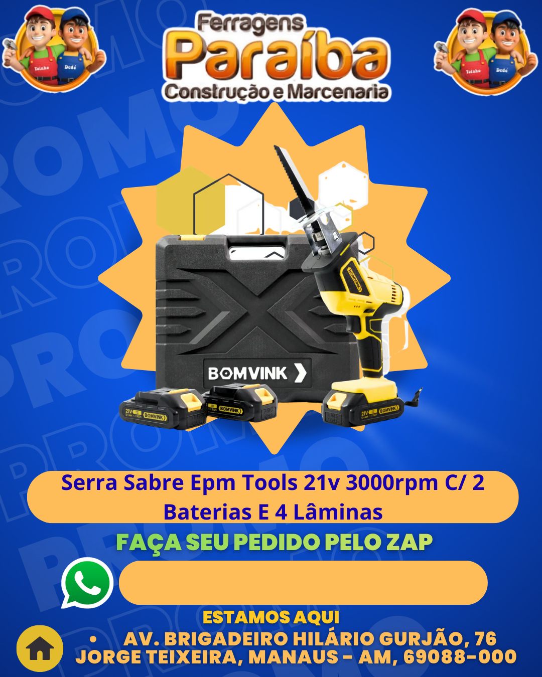 Serra Sabre Epm Tools 21v 3000rpm C 2 Baterias E 4 LГminas 1