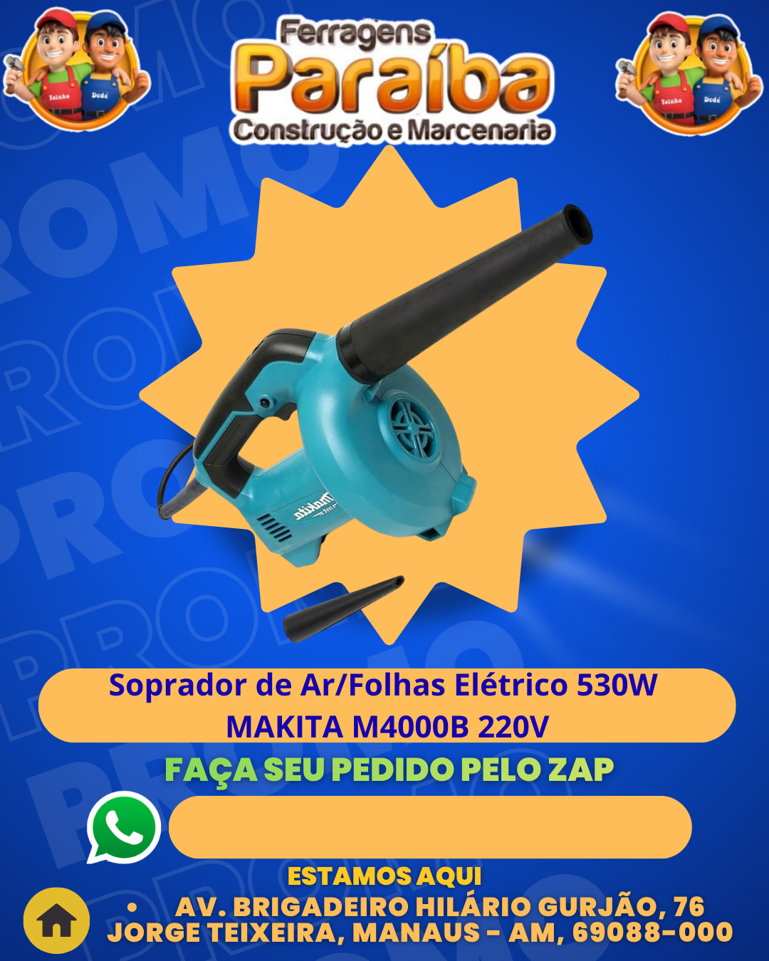 Soprador de ArFolhas ElВtrico 530W MAKITA M4000B 220V 1