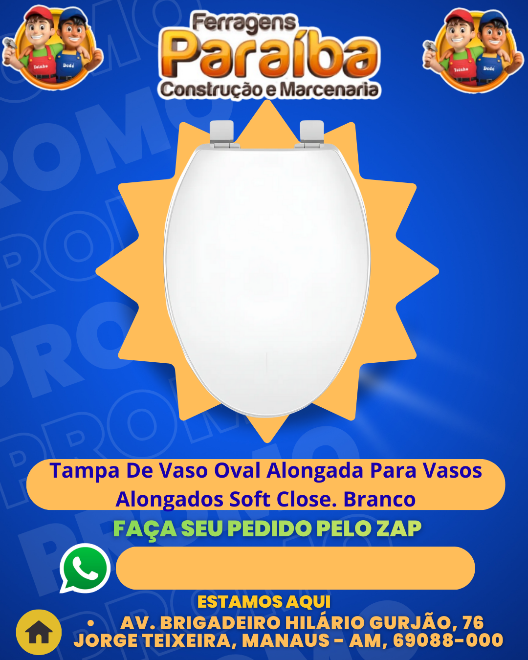 Tampa De Vaso Oval Alongada Para Vasos Alongados Soft Close. Branco 1