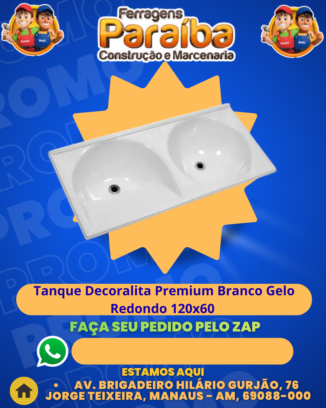 Tanque Decoralita Premium Branco Gelo Redondo 120x60  1