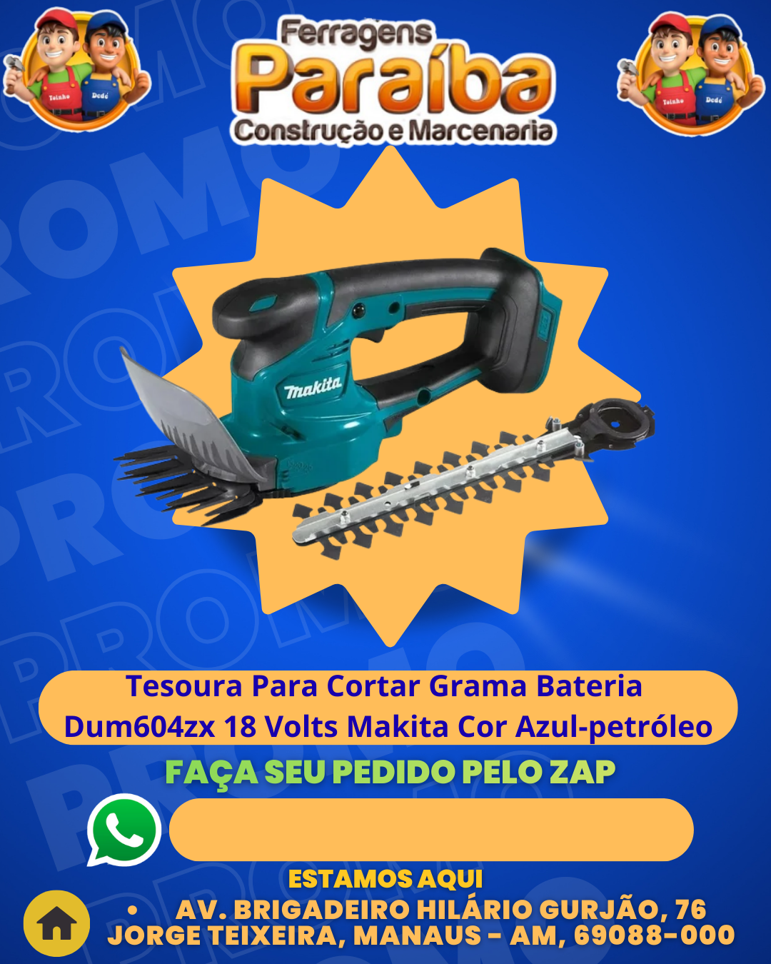 Tesoura Para Cortar Grama Bateria Dum604zx 18 Volts Makita Cor Azul-petrвleo 1