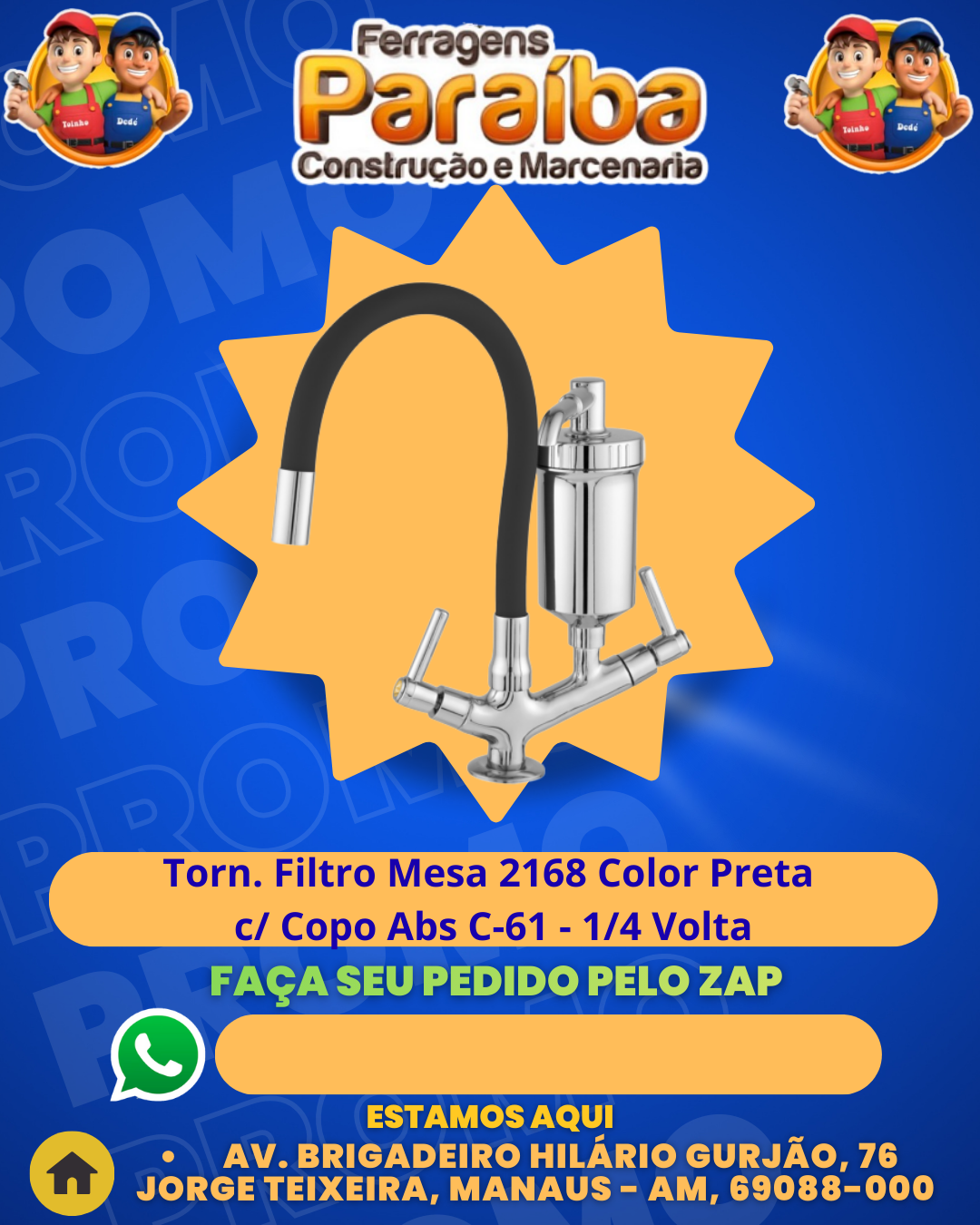 Torn. Filtro Mesa 2168 Color Preta c Copo Abs C-61 - 14 Volta 1