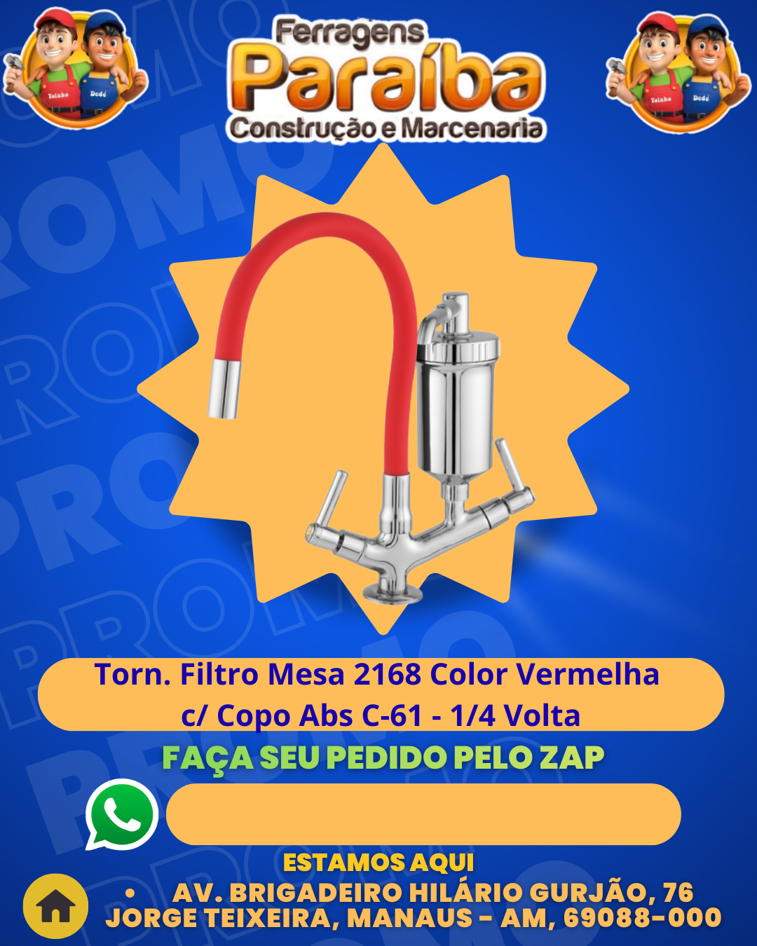 Torn. Filtro Mesa 2168 Color Vermelha c Copo Abs C-61 - 14 Volta  1