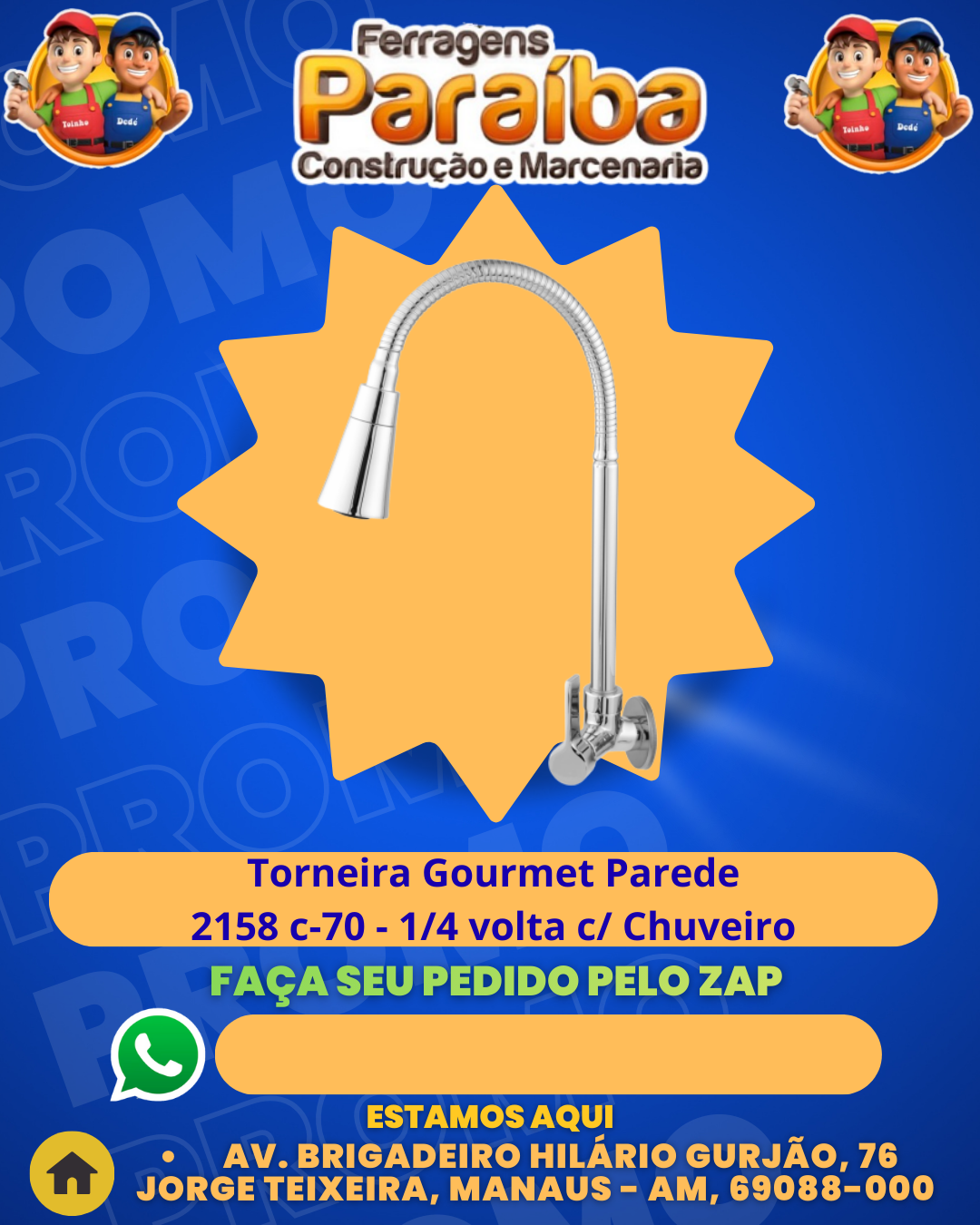 Torneira Gourmet Parede 2158 c-70 - 14 volta c Chuveiro 1