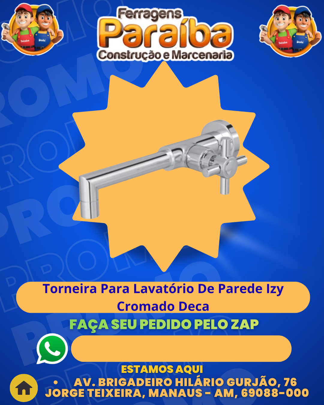 Torneira Para Lavatвrio De Parede Izy Cromado Deca 1