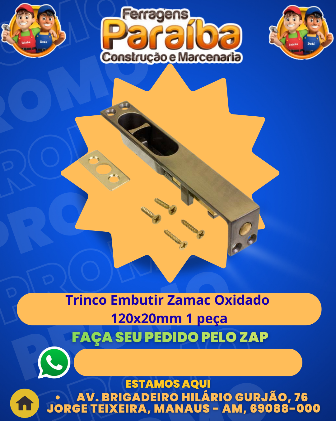 Trinco Embutir Zamac Oxidado 120x20mm 1 peЗa 1