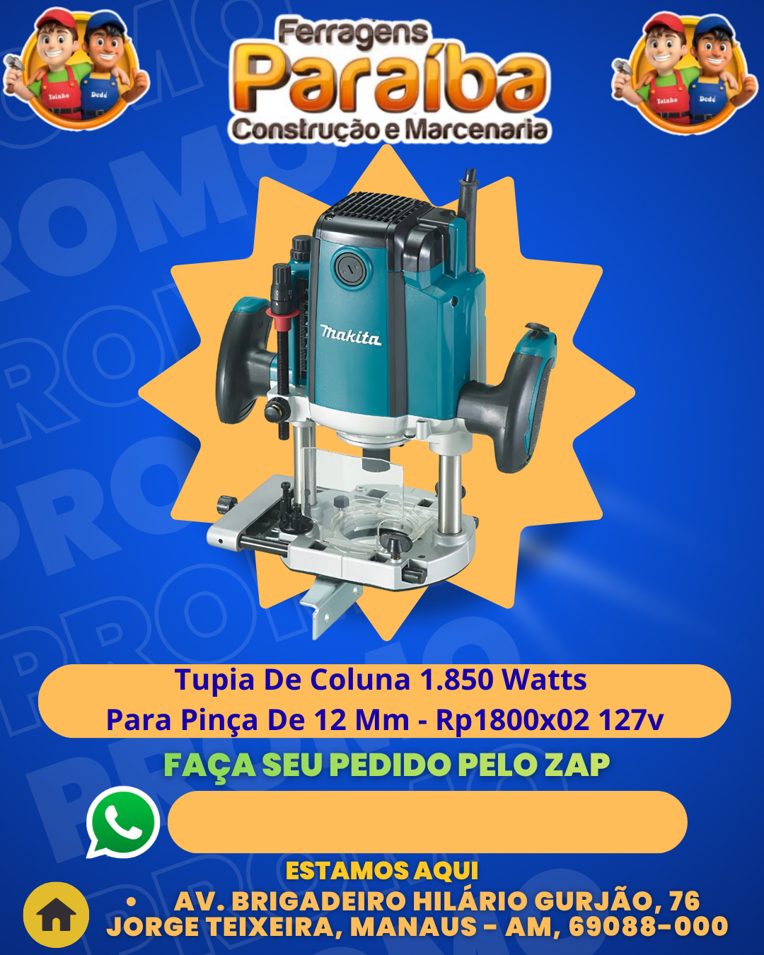 Tupia De Coluna 1.850 Watts Para PinЗa De 12 Mm - Rp1800x02 127v 1