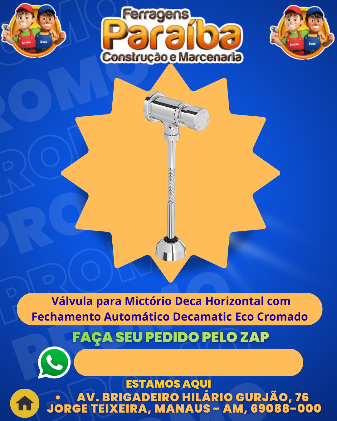 Vаlvula para Mictвrio Deca Horizontal com Fechamento Automаtico Decamatic Eco Cromado 1