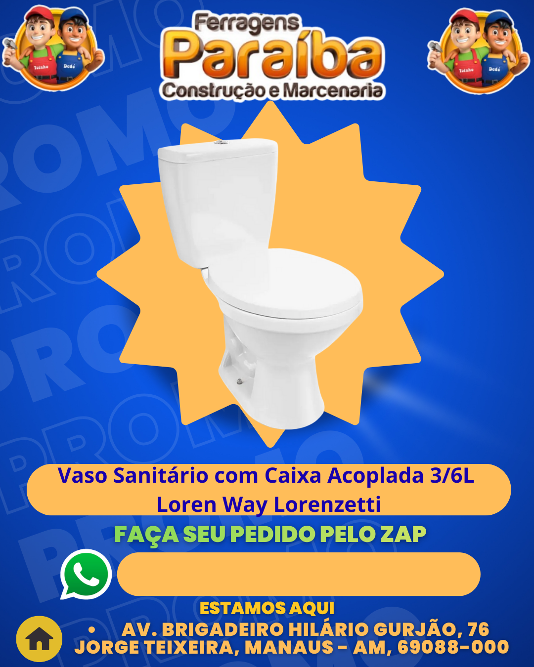 Vaso Sanitаrio com Caixa Acoplada 36L Loren Way Lorenzetti 1